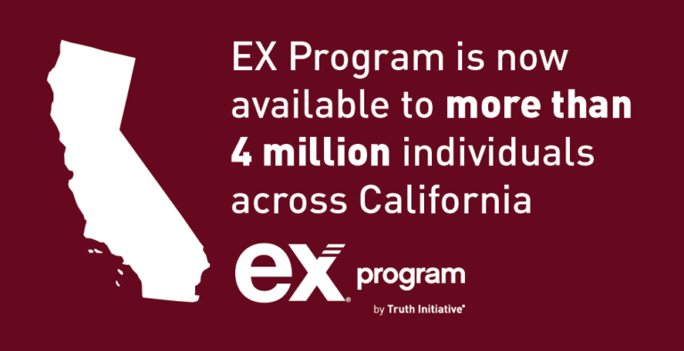 map showing the more than 4 million individuals across California who have access to the EX Program to help quit tobacco use