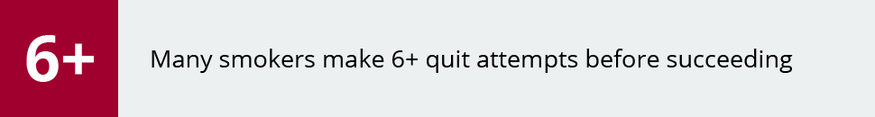 Many smokers make 6+ quit attempts before succeeding